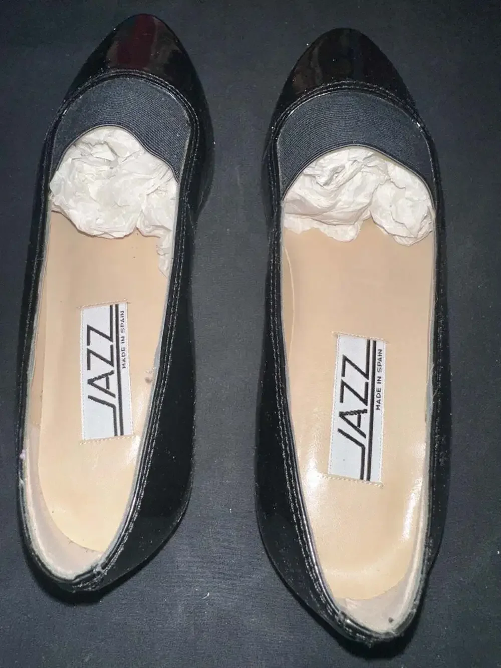 No.49 Jazz Made in Spain Black Patent Leather Slip On Loafers Flats